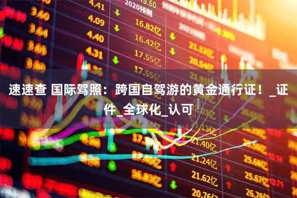 速速查 国际驾照：跨国自驾游的黄金通行证！_证件_全球化_认可